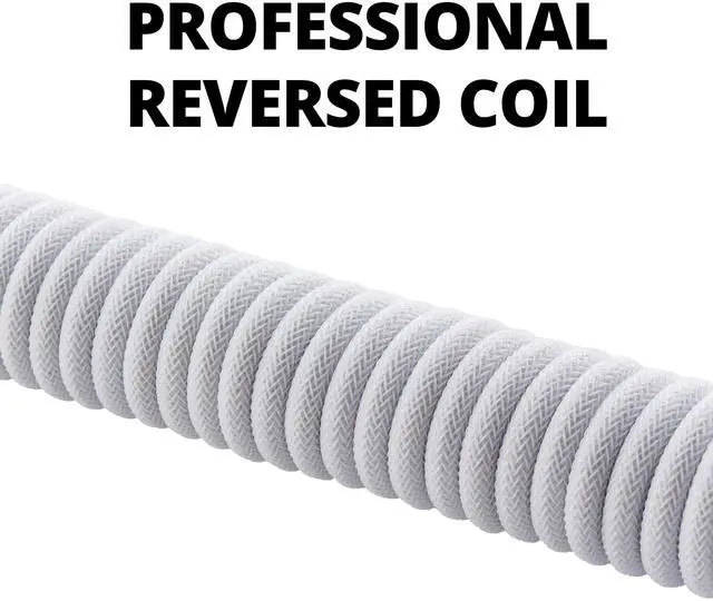 Alt view image 2 of 5 - GUNMJO Pro Custom Coiled USB C Cable for Gaming Keyboard, Metal Aviator Mechanical Keyboard Cable with Right Straight Out Aluminum Aviator, 1.5M USB-C to USB-A, White Color