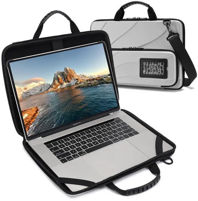 Main image of Laptop Case for 13-14 Inch MacBook Pro Air Chromebook HP Lenovo Work-in Notebook Computer Hard Shell Laptop Bag for Men Women with Pouch and Shoulder Strap