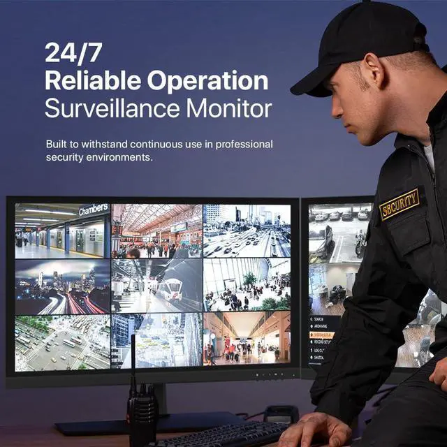 Alt view image 4 of 5 - Generic ENS 24"" Surveillance-Grade LED Monitor - 1080P Full HD, VGA/HDMI Inputs, 16:9 Aspect Ratio, 3000:1 Contrast, 60Hz Refresh Rate, 20ms Response, Built-in Speakers (24"")