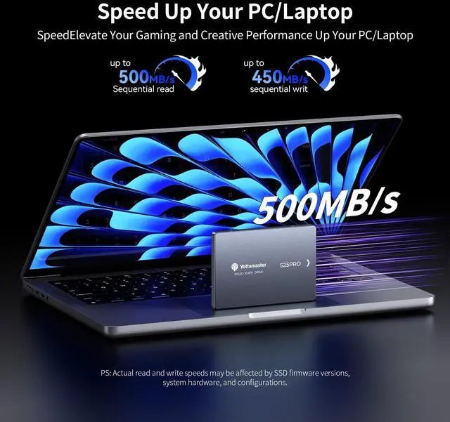 Alt view image 2 of 5 - Yottamaster S25PRO 512GB SATA SSD 2.5'' SSD SATA III 6Gb/s Internal Solid State Drive Up to 500 MB/s, Upgrade Laptop and PC Desktop SSD for IT Pros, Office Users, Creators