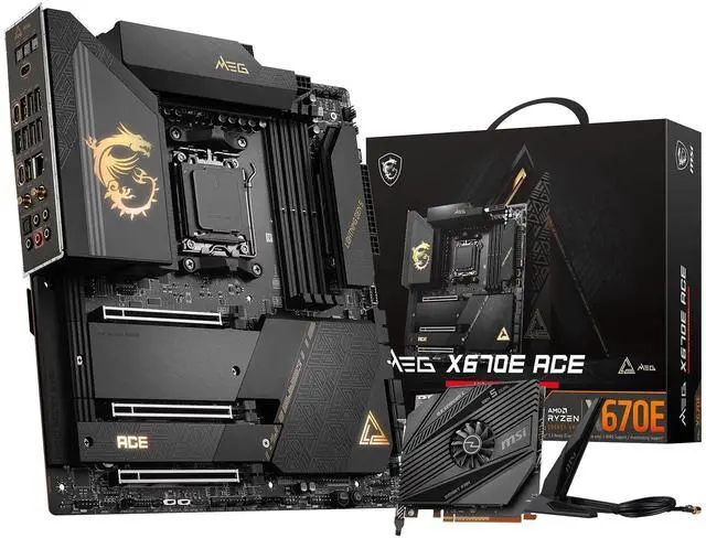 Main image of MSI MEG X670E ACE Gaming Motherboard (AMD Ryzen 9000/8000/7000 Series Processors, AM5, DDR5, PCIe 5.0, SATA 6Gb/s, M.2, USB 3.2 Gen 2, Wi-Fi 6E, Bluetooth 5.3, HDMI/DP, EATX)