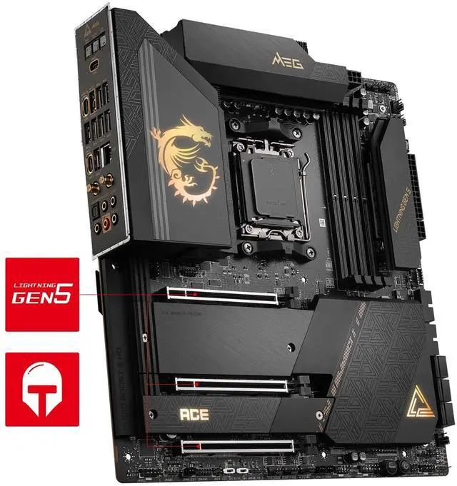 Alt view image 5 of 5 - MSI MEG X670E ACE Gaming Motherboard (AMD Ryzen 9000/8000/7000 Series Processors, AM5, DDR5, PCIe 5.0, SATA 6Gb/s, M.2, USB 3.2 Gen 2, Wi-Fi 6E, Bluetooth 5.3, HDMI/DP, EATX)