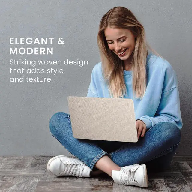 Alt view image 5 of 5 - kwmobile Laptop Case Compatible with Apple MacBook Air A2681 M2 2022 / A3113 M3 2024 Case - 360deg Woven Textured Laptop Cover - White