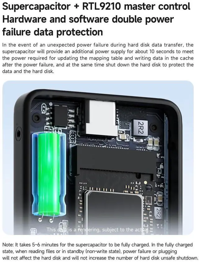 Alt view image 3 of 5 - Hagibis M.2 NVMe SSD Enclosure, Write Protect USB C 3.2 Gen2 10Gbps to M.2 External Hard Drive Enclosure with 100W PD, USB2.0, Super-Capacitor for iPhone 16 15 Pro Max MacBook Pro (White Black)