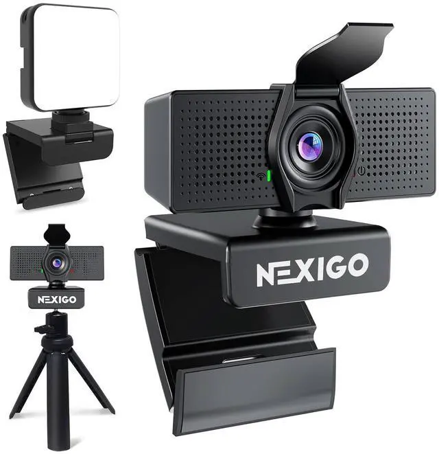 Main image of NexiGo 1080P Webcam Kits, N60 Pro (Gen 2) 1080P Webcam with Distortion-Free Lens, Noise Reduction Mic & Privacy Cover, Extendable Tripod Stand, Video Conference Lighting, for OBS/Zoom/Skype