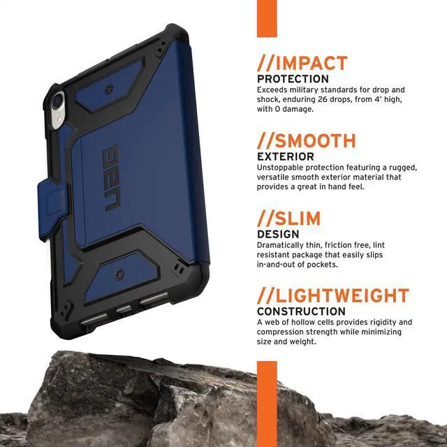 Alt view image 2 of 5 - URBAN ARMOR GEAR UAG Designed for iPad Mini Case (6th Gen, 2021) Rugged Smooth Exterior Material Heavy Duty Multi-Angle Viewing Folio Stand with Pencil Holder Metropolis SE Protective Cover, Mallard