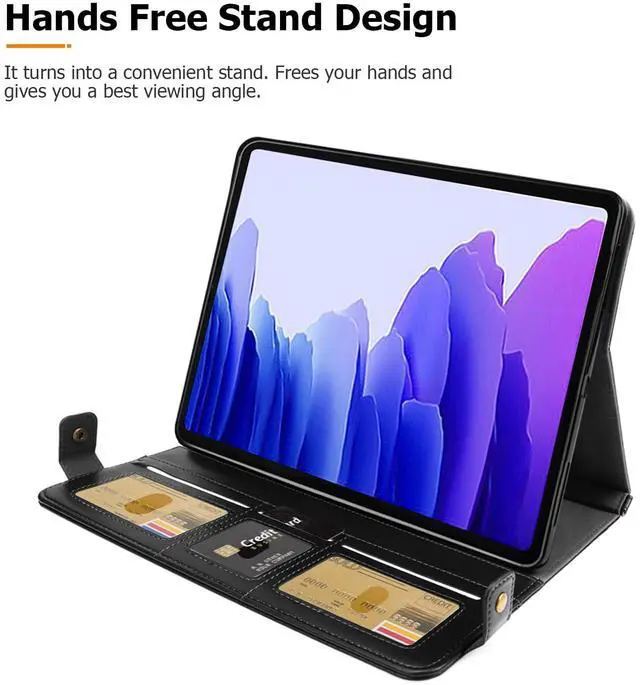 Alt view image 2 of 5 - Dteck Case for Galaxy Tab S10 Plus/S9 FE Plus/S9+/S8+/S7 FE/S7+ 12.4",Business PU Leather Fold Stand Protective Cover with S Pen Holder Shoulder Hand Strap Card Slots Bag Wallet Cover,Coffee/Black