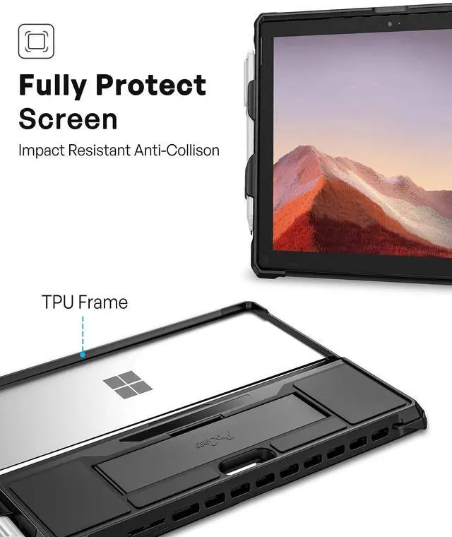 Alt view image 3 of 5 - ProCase Rugged Case for 12.3" Microsoft Surface Pro 7 Plus, Pro 7, Pro 6, Pro 5, Pro 2017, Pro 4, Pro LTE Bundle with Screen Protector for Surface Pro 7 Plus/Surface Pro 7 / Pro 6 / Pro 5 / Pro 4