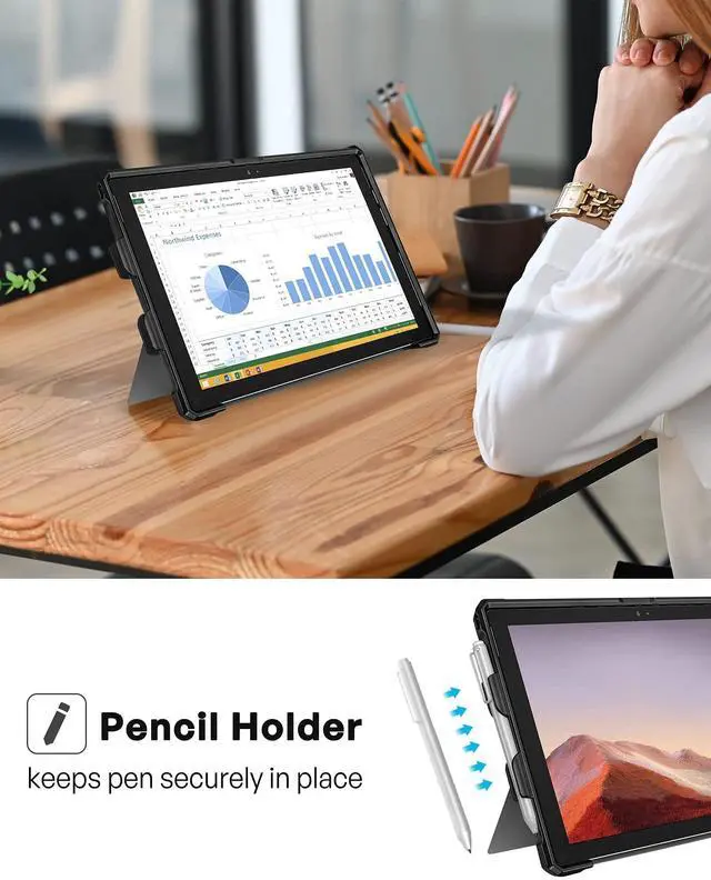 Alt view image 2 of 5 - ProCase Rugged Case for 12.3" Microsoft Surface Pro 7 Plus, Pro 7, Pro 6, Pro 5, Pro 2017, Pro 4, Pro LTE Bundle with Screen Protector for Surface Pro 7 Plus/Surface Pro 7 / Pro 6 / Pro 5 / Pro 4