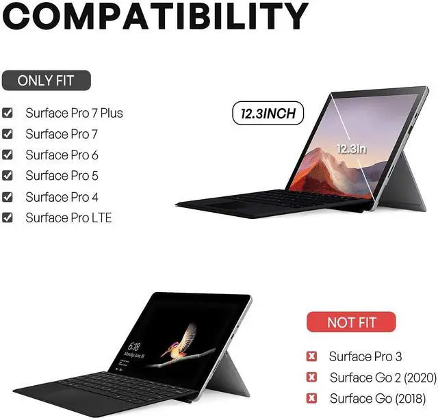 Alt view image 4 of 5 - ProCase Rugged Case for 12.3" Microsoft Surface Pro 7 Plus, Pro 7, Pro 6, Pro 5, Pro 2017, Pro 4, Pro LTE Bundle with Screen Protector for Surface Pro 7 Plus/Surface Pro 7 / Pro 6 / Pro 5 / Pro 4