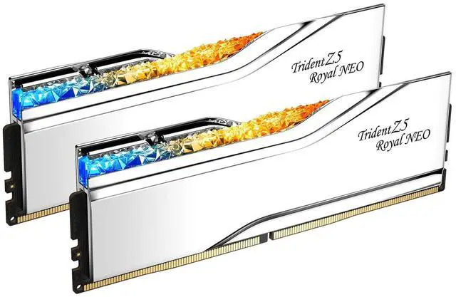 Main image of G.SKILL Trident Z5 Royal Neo Series (AMD Expo) DDR5 RAM 32GB (2x16GB) 6400MT/s CL30-39-39-102 1.40V Desktop Computer Memory UDIMM - Silver (F5-6400J3039G16GX2-TR5NS)