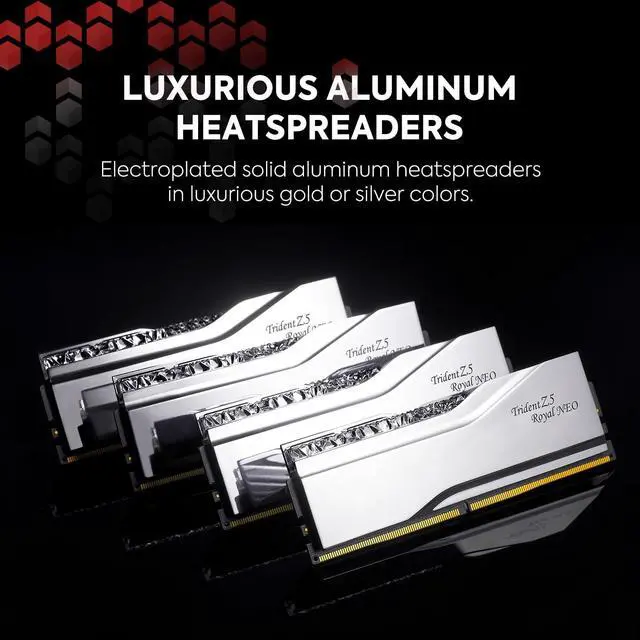 Alt view image 4 of 5 - G.SKILL Trident Z5 Royal Neo Series (AMD Expo) DDR5 RAM 32GB (2x16GB) 6400MT/s CL30-39-39-102 1.40V Desktop Computer Memory UDIMM - Silver (F5-6400J3039G16GX2-TR5NS)