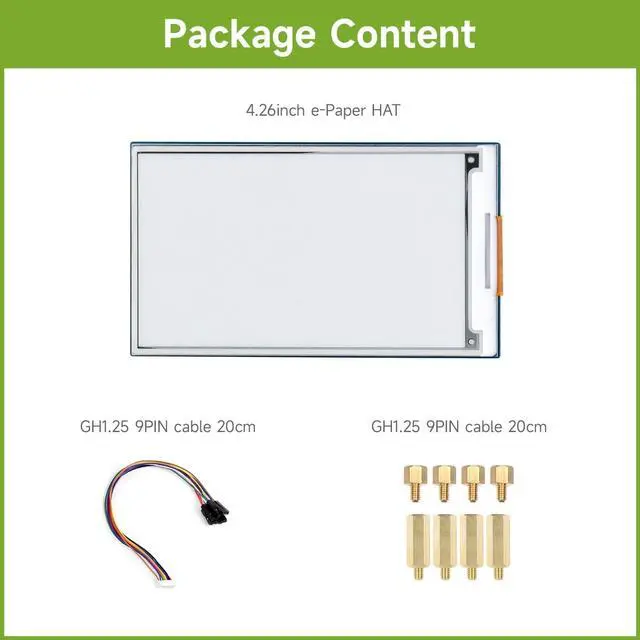 Alt view image 2 of 5 - Waveshare 4.26inch E-Paper Display HAT, 800x480, Black/White, SPI Interface