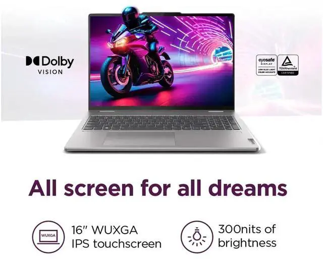 Alt view image 4 of 5 - Lenovo Yoga 7 2-in-1 16" WUXGA (1920x1200) Touch-Screen Laptop, AMD Ryzen 5 8640HS 6-core, 8GB RAM, 512GB SSD, AMD Radeon 760M Graphics, Backlit KB, Fingerprint, WiFi6, Win11, Arctic Grey, W/GaLiMu
