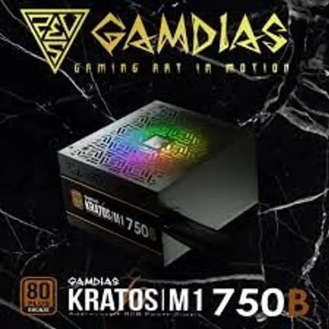 Alt view image 2 of 5 - GAMDIAS RGB Gaming PC Power Supply 750W 80 Plus Bronze Certified 750 Watt PSU for Computers with Active PFC, Kratos M1-750B