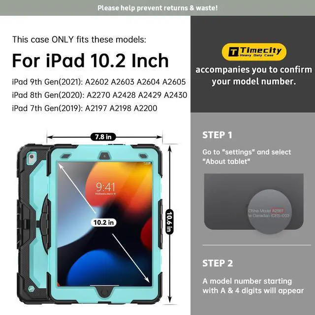 Alt view image 2 of 5 - Timecity Case for 9th/ 8th/ 7th Generation 10.2 inch: with Strong Protection, Screen Protector, Handle, Shoulder Strap - Light Blue