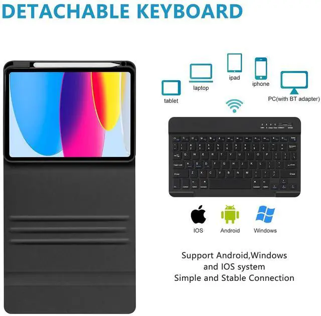 Alt view image 5 of 5 - aMZCaSE for iPad 10th Generation case with Keyboard 10.9 inch, 7 Color Backlight, Keyboard Case for iPad 10th Generation with Wireless Detachable Keyboard & Pencil Holder, Model: A2696 A2757 A2777