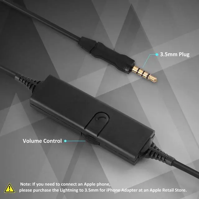 Alt view image 2 of 5 - Arama Cell Phone Headset w/Lightweight Secure-Fit Headband, Pro Noise Canceling Mic and in-line Controls 3.5mm Headset for iPhone, Samsung, LG, HTC, BlackBerry Mobile Phone and iPad Tablets