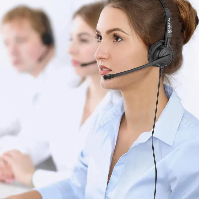 Alt view image 3 of 5 - Arama Cell Phone Headset w/Lightweight Secure-Fit Headband, Pro Noise Canceling Mic and in-line Controls 3.5mm Headset for iPhone, Samsung, LG, HTC, BlackBerry Mobile Phone and iPad Tablets