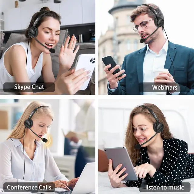 Alt view image 5 of 5 - Arama Cell Phone Headset w/Lightweight Secure-Fit Headband, Pro Noise Canceling Mic and in-line Controls 3.5mm Headset for iPhone, Samsung, LG, HTC, BlackBerry Mobile Phone and iPad Tablets