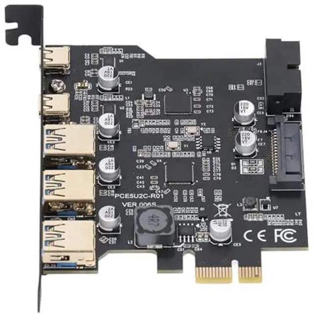 Main image of ASHATA PCIe to USB 3.2 Gen 2 Card with 20 Gbps Bandwidth, 3 USB Type A 2 USB Type C 5 Port PCI Express Expansion Card for for Linux for OS X PC Desktop Computers