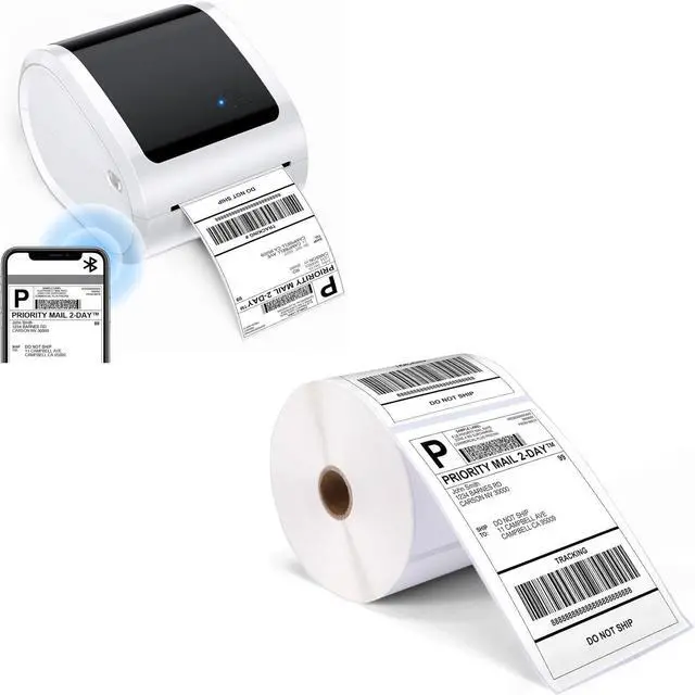 Main image of ASprink Bluetooth Thermal Label Printer - D520BT Thermal Shipping Label Printer Build-in Holder, with Thermal Shipping Address Labels(500 Roll/Pack)
