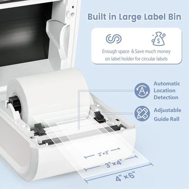 Alt view image 3 of 5 - ASprink Bluetooth Thermal Label Printer - D520BT Thermal Shipping Label Printer Build-in Holder, with Thermal Shipping Address Labels(500 Roll/Pack)