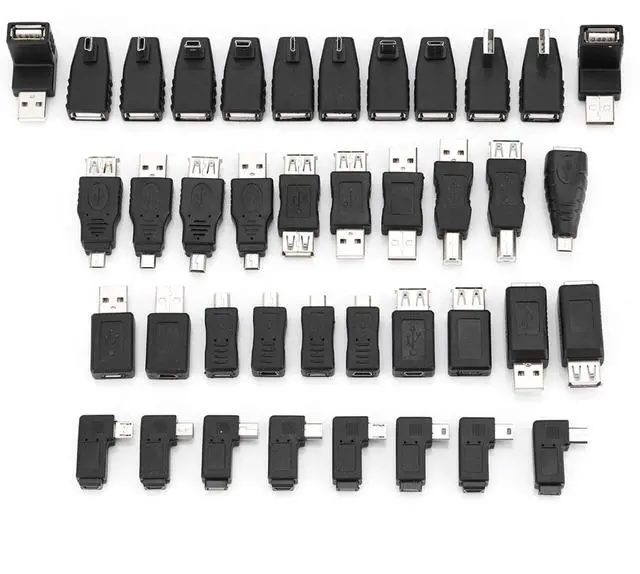 Main image of Mini USB to Micro USB Adapter, 40 Pcs Multiple USB2.0 Adapters Angled Mini Micro TypeB Male Female Converters Connectors Micro USB Adapter