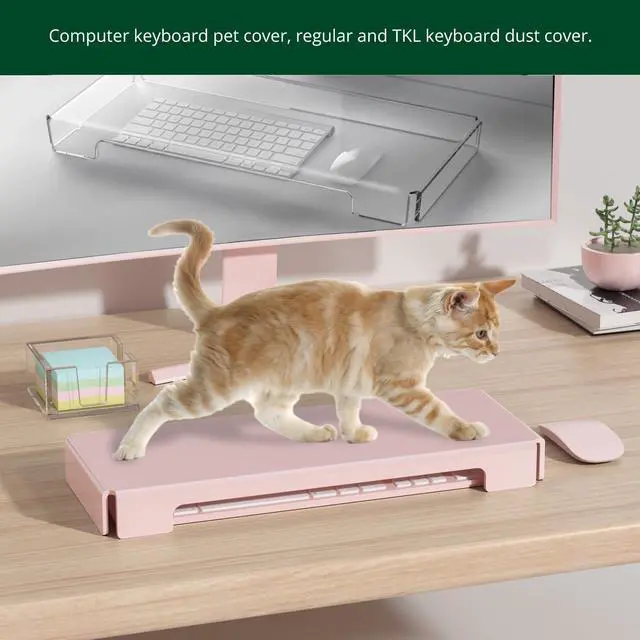 Alt view image 5 of 5 - BOSSCASA Acrylic Computer Keyboard Cover, Mechanical Keyboard Dust Cover PC Keyboard Cat Protector, Cat Keyboard Protector (1 Pack, Lightpink)