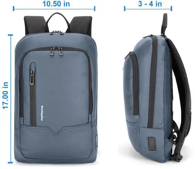 Alt view image 3 of 5 - Boardingblue Business Smart Backpack Waterproof fit 15.6 Inch Laptop Backpack with USB Charging Port,Travel Durable Backpack (Navy)