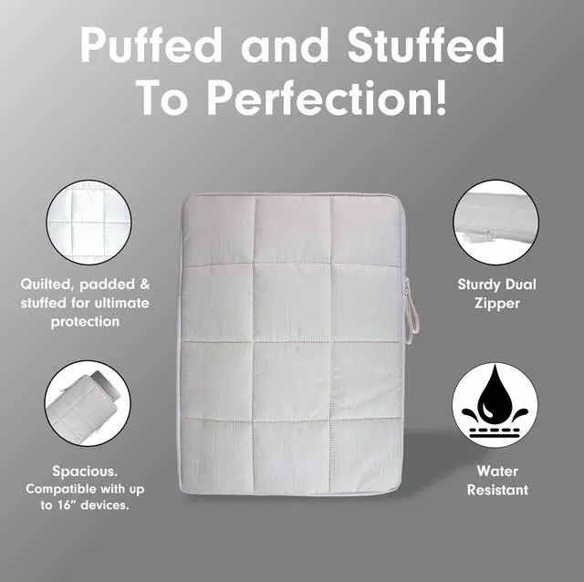 Alt view image 3 of 5 - Sonix | Puffy Laptop Sleeve | 15-16 Inch, Quilted Pillow Puffer Laptop Carrying Case, Computer Sleeve | Ivory