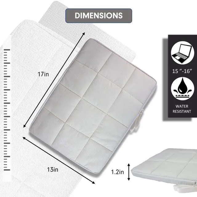 Alt view image 4 of 5 - Sonix | Puffy Laptop Sleeve | 15-16 Inch, Quilted Pillow Puffer Laptop Carrying Case, Computer Sleeve | Ivory