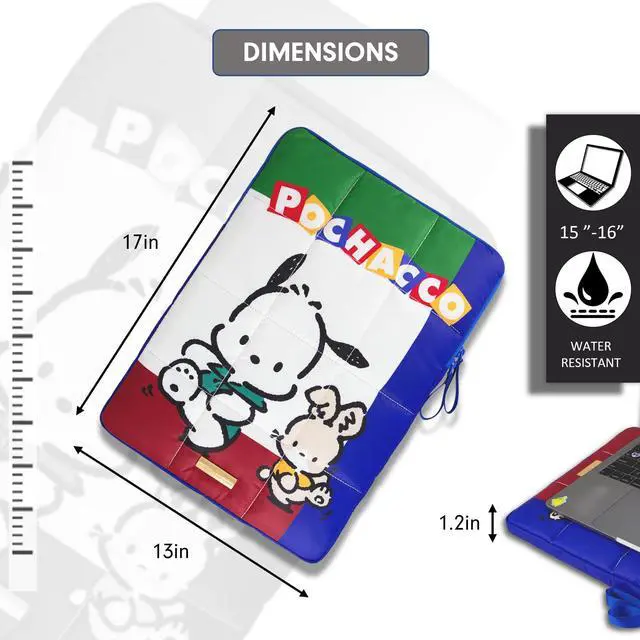 Alt view image 4 of 5 - Sonix x Sanrio | Puffy Laptop Sleeve | 15-16 Inch, Quilted Pillow Puffer Laptop Carrying Case, Computer Sleeve | Classic Pochacco