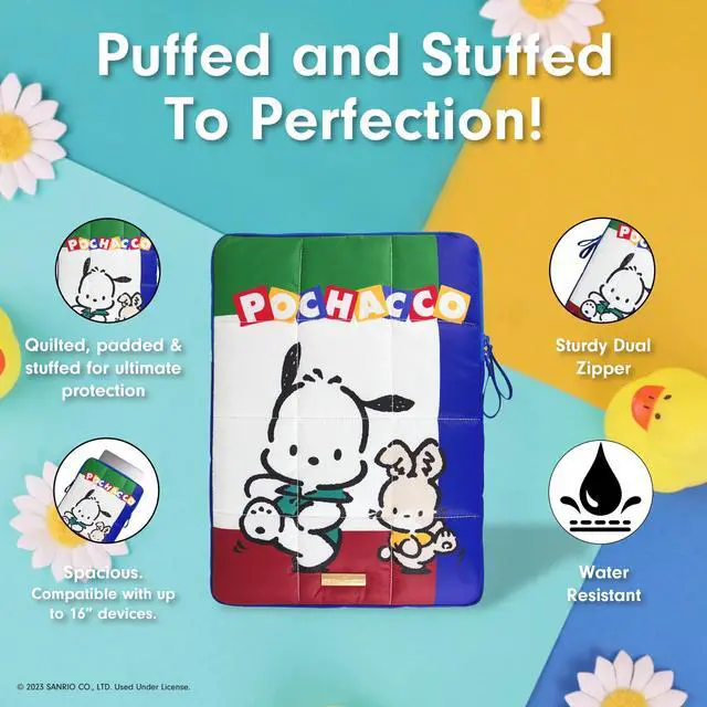 Alt view image 3 of 5 - Sonix x Sanrio | Puffy Laptop Sleeve | 15-16 Inch, Quilted Pillow Puffer Laptop Carrying Case, Computer Sleeve | Classic Pochacco