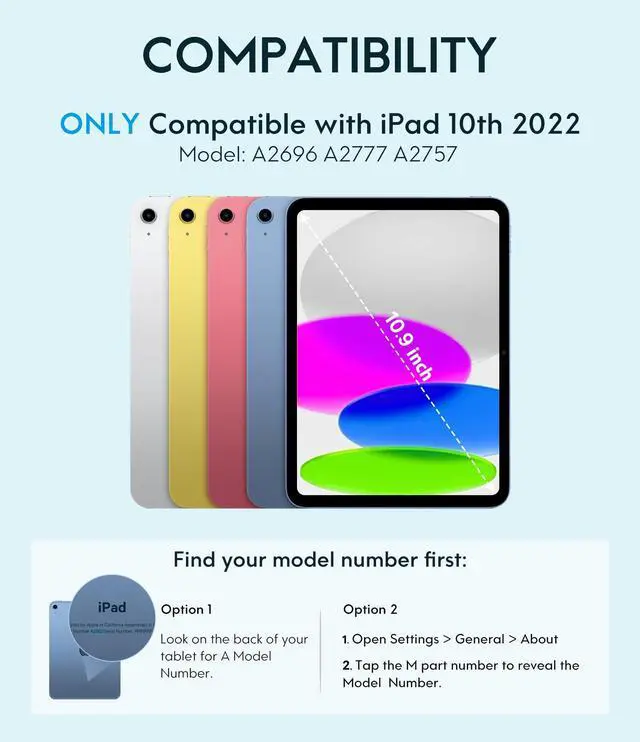 Alt view image 2 of 5 - CHESONA Keyboard Case for iPad 10th Generation 10.9-inch 2022, Detachable Bluetooth Keyboard, Stand Folio Keyboard Cover with Pencil Holder, Rechargeable Keyboard for iPad 10th Gen 2022 (Light Blue)