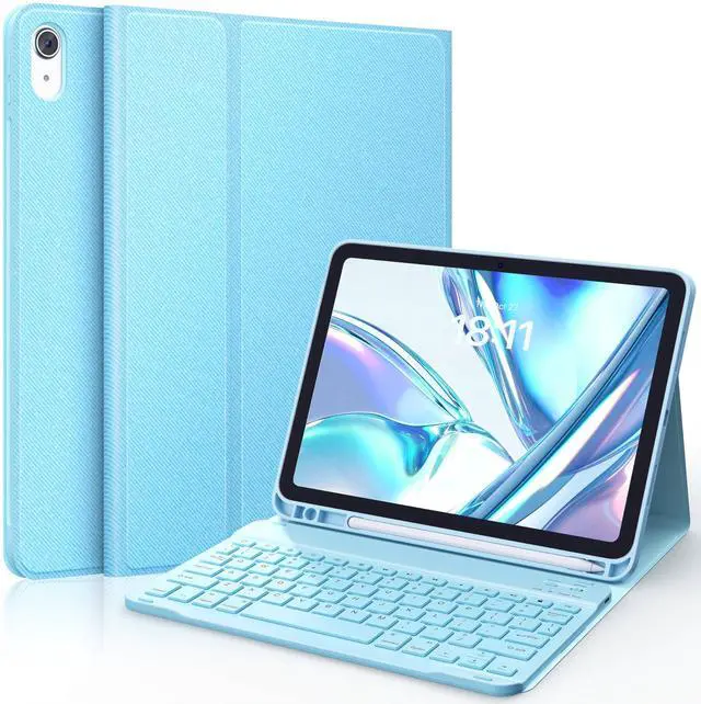 Main image of CHESONA Keyboard Case for iPad 10th Generation 10.9-inch 2022, Detachable Bluetooth Keyboard, Stand Folio Keyboard Cover with Pencil Holder, Rechargeable Keyboard for iPad 10th Gen 2022 (Light Blue)