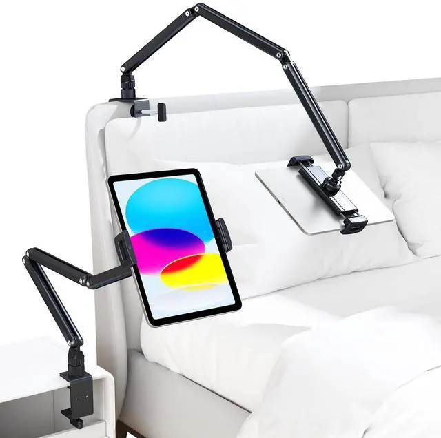 Main image of Tablet Stand Holder, Tablet Extendable Arm Stand for Desk Bed, Aluminum Tablet Desk Mount Holder with 360degRotating Metal Base, Fits for All 4.7-13 Inch Tablet, Phones, Samsung Galaxy, Kindle Fire HD