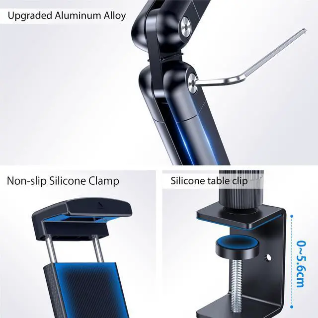 Alt view image 3 of 5 - Tablet Stand Holder, Tablet Extendable Arm Stand for Desk Bed, Aluminum Tablet Desk Mount Holder with 360degRotating Metal Base, Fits for All 4.7-13 Inch Tablet, Phones, Samsung Galaxy, Kindle Fire HD