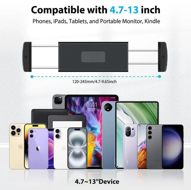 Alt view image 5 of 5 - Tablet Stand Holder, Tablet Extendable Arm Stand for Desk Bed, Aluminum Tablet Desk Mount Holder with 360degRotating Metal Base, Fits for All 4.7-13 Inch Tablet, Phones, Samsung Galaxy, Kindle Fire HD