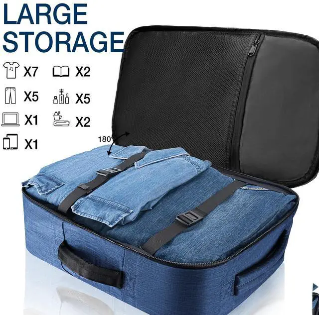 Alt view image 4 of 5 - Dinictis 40L Travel Backpack Carry on Flight Approved, Backpack Suitcase for Travel, Personal Item Travel Bag fits 17 inch Laptop-Blue