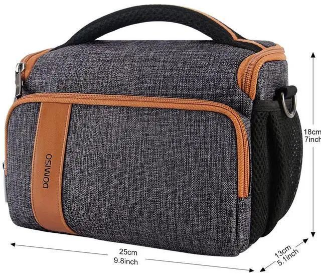 Alt view image 2 of 5 - DOMISO Camera Bag Case Waterproof Anti-Shock Shoulder Bag for SLR DSLR Compatible with Nikon D90 D7000 D5300/Canon 60D 700D 5D2/Sony A580 A900/OLYMPUS/Fujifilm/Sony/Panasonic/Pentax/Samsung,Grey