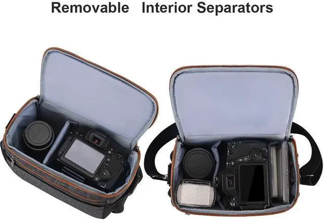 Alt view image 5 of 5 - DOMISO Camera Bag Case Waterproof Anti-Shock Shoulder Bag for SLR DSLR Compatible with Nikon D90 D7000 D5300/Canon 60D 700D 5D2/Sony A580 A900/OLYMPUS/Fujifilm/Sony/Panasonic/Pentax/Samsung,Grey