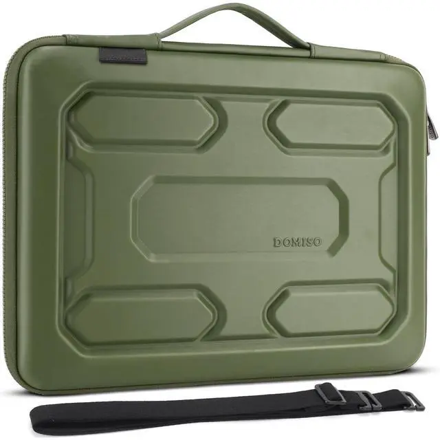 Alt view image 2 of 5 - DOMISO 15.6 inch Laptop Sleeve Shoulder Bag Shockproof Computer Bag Waterproof EVA Protective Carrying Case for 15.6" Lenovo Yoga 720 IdeaPad 310 320 ThinkPad T570/Dell/HP Envy 15,Green