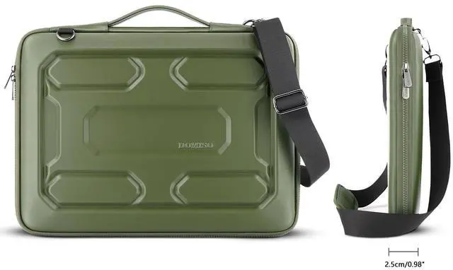 Alt view image 3 of 5 - DOMISO 15.6 inch Laptop Sleeve Shoulder Bag Shockproof Computer Bag Waterproof EVA Protective Carrying Case for 15.6" Lenovo Yoga 720 IdeaPad 310 320 ThinkPad T570/Dell/HP Envy 15,Green