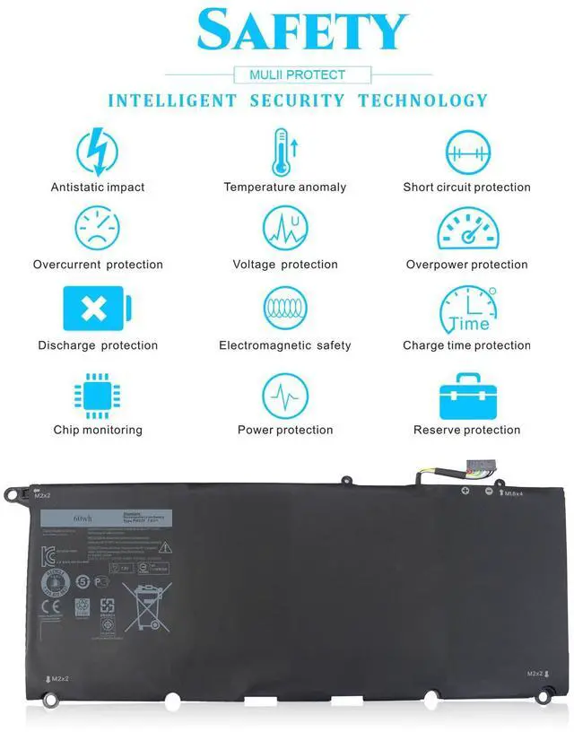 Alt view image 3 of 5 - PW23Y Replacement Dell Battery for Dell XPS 13 9360 P54G002 13-9360-D1605G 13-9360-D1605T 13-9360-D1609 13-9360-D1609G 13-9360-D1705G Series Replacement TP1GT RNP72 0RNP72 0TP1GT Laptop Batteries.