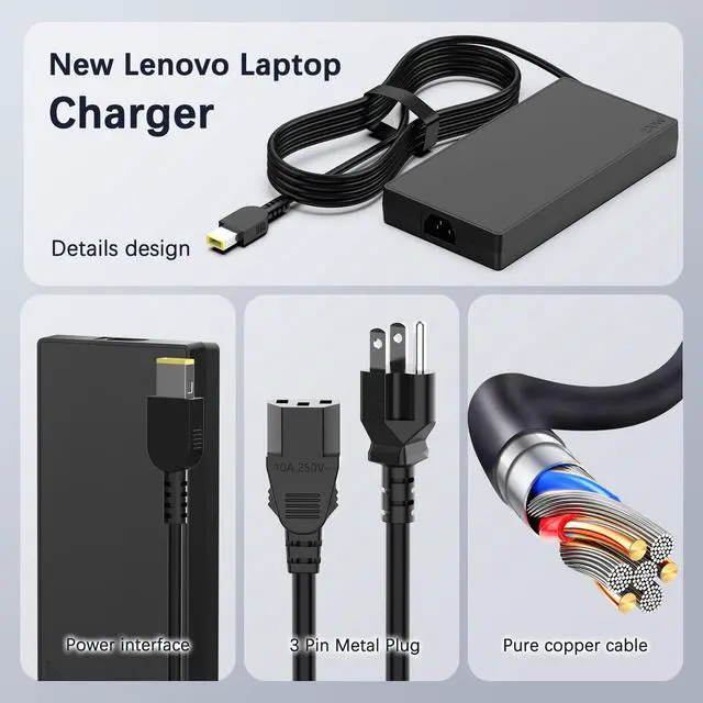 Alt view image 5 of 5 - 230W AC Adapter Laptop Charger Compatible with Lenovo Legion 5 7 5P C7 S7 Y540 Y545 Y740 Y730 Y900 Y910 Y7000, Legion Slim 5 7, Lenovo All-in-One Desktop, Ideapad Yoga Laptop Power Supply Cord