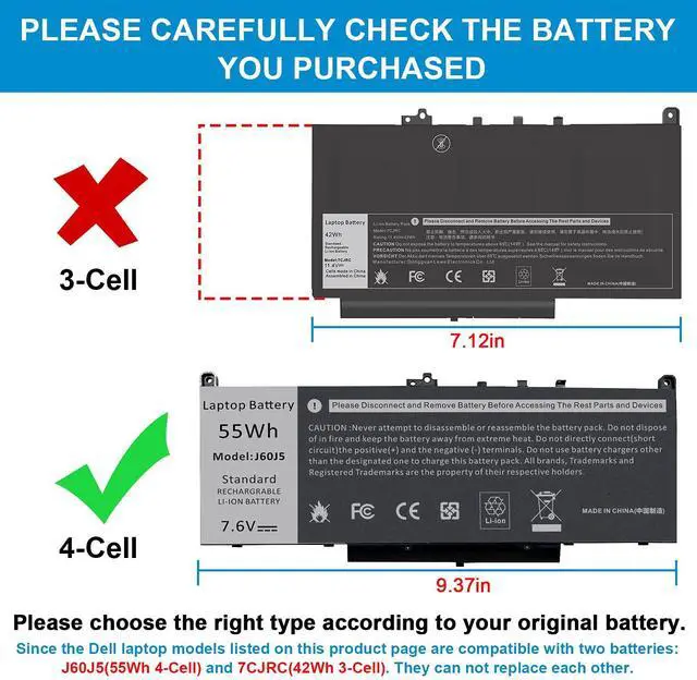 Alt view image 2 of 5 - Fancy Buying J60J5 E7470 E7270 Battery Compatible with Dell Latitude E7470 E7270 7470 7270 Laptop, Type 0MC34Y MC34Y R1V85 242WD GG4FM WYWJ2 1W2Y2 PDNM2 451-BBSX 451-BBSY 451-BBSU P26S001 P61G001