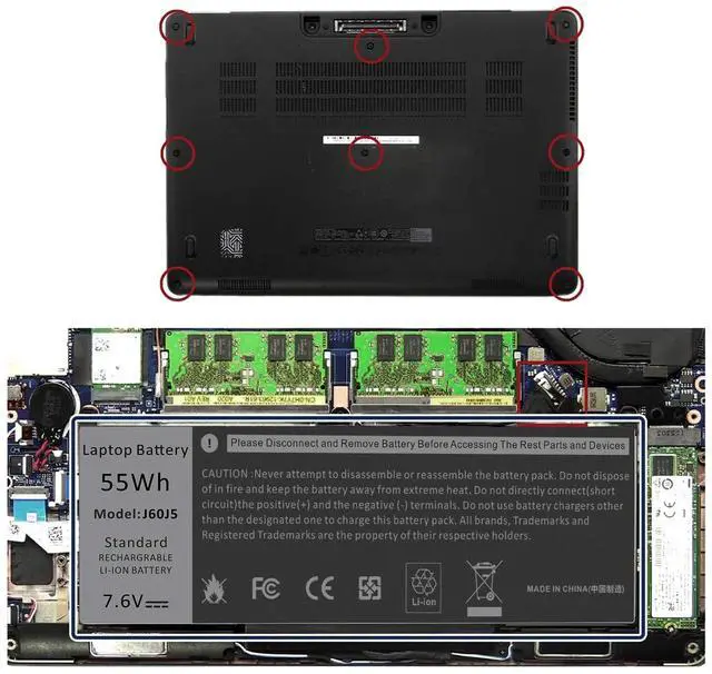 Alt view image 3 of 5 - Fancy Buying J60J5 E7470 E7270 Battery Compatible with Dell Latitude E7470 E7270 7470 7270 Laptop, Type 0MC34Y MC34Y R1V85 242WD GG4FM WYWJ2 1W2Y2 PDNM2 451-BBSX 451-BBSY 451-BBSU P26S001 P61G001