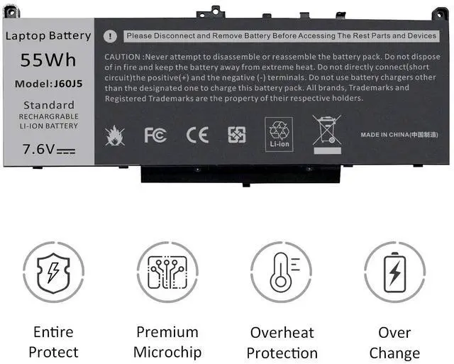 Alt view image 4 of 5 - Fancy Buying J60J5 E7470 E7270 Battery Compatible with Dell Latitude E7470 E7270 7470 7270 Laptop, Type 0MC34Y MC34Y R1V85 242WD GG4FM WYWJ2 1W2Y2 PDNM2 451-BBSX 451-BBSY 451-BBSU P26S001 P61G001