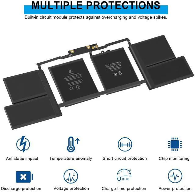 Alt view image 5 of 5 - Futurebatt A1707 A1820 Battery for MacBook Pro 15 inch A1707 (Late 2016 Mid 2017) Touch Bar EMC 3162 3072 Series MLH32 MLH42 MLW72 MLW82 MPTR2 MPTT2 MLH52 MLW92 MPTU2 MPTV2 MPTW2 MPTX2